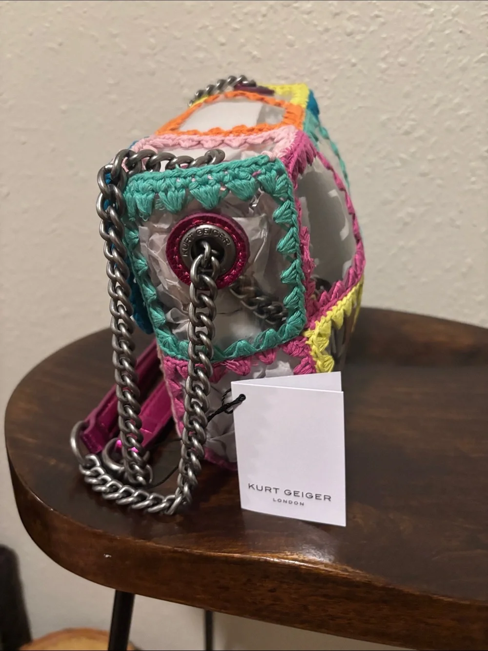 Kurt Geiger Multicolor Crochet Patchwork Shoulder Bag